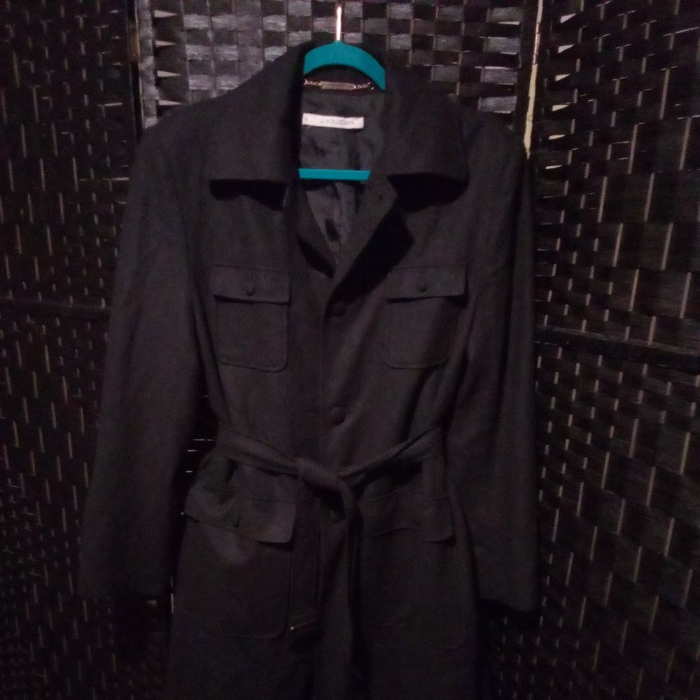 Women's Angelica L. Wool Coat Size 12 Gray Nice Condition Lightweight Belted
